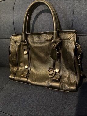 Michael Kors Black Leather Satchel Crossbody Bag